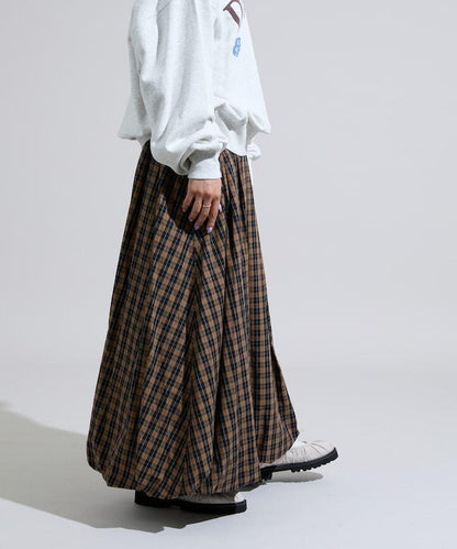 格紋泡泡裙
