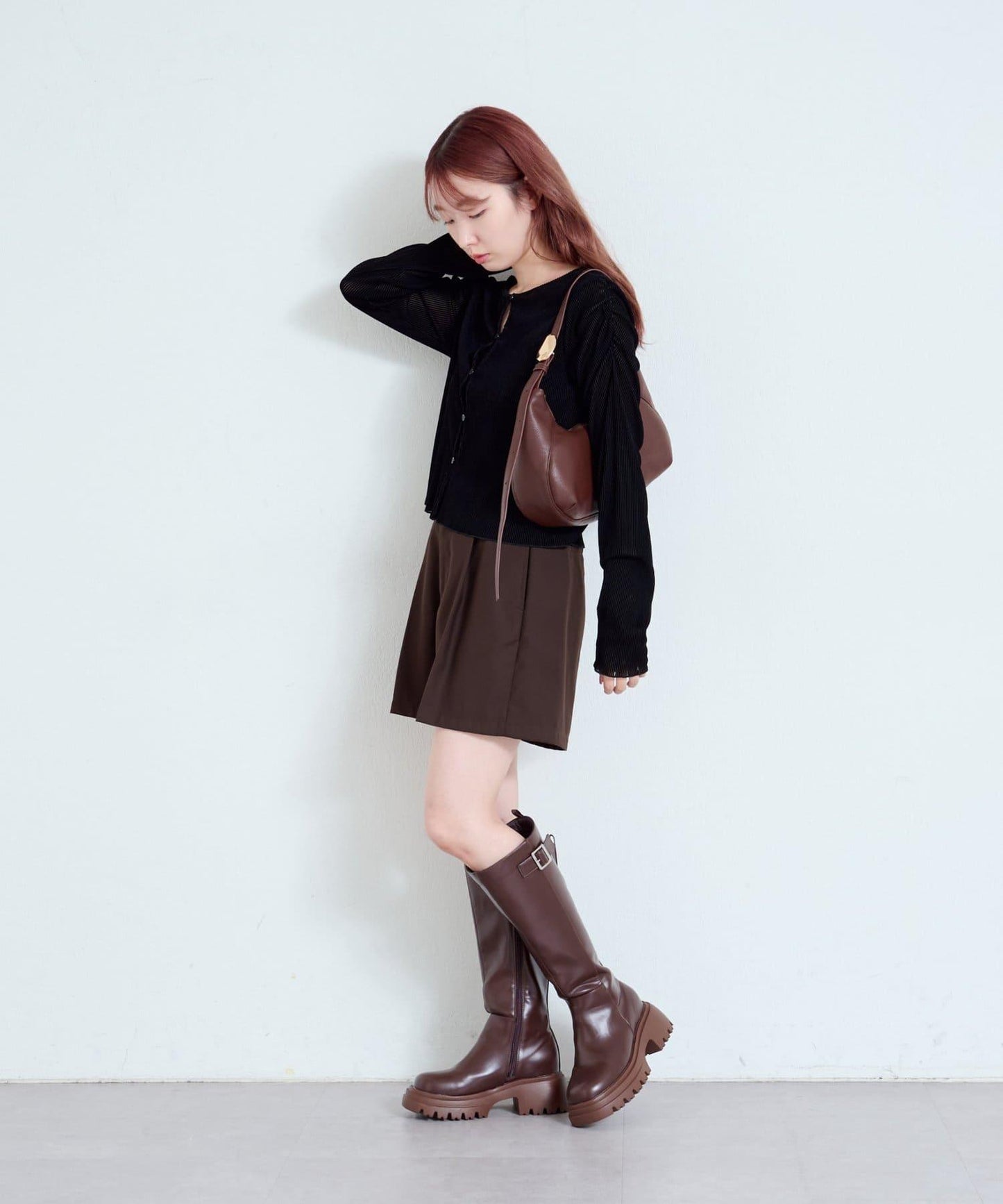 【2WAY/可收納500ml塑料瓶】半月造型單肩包