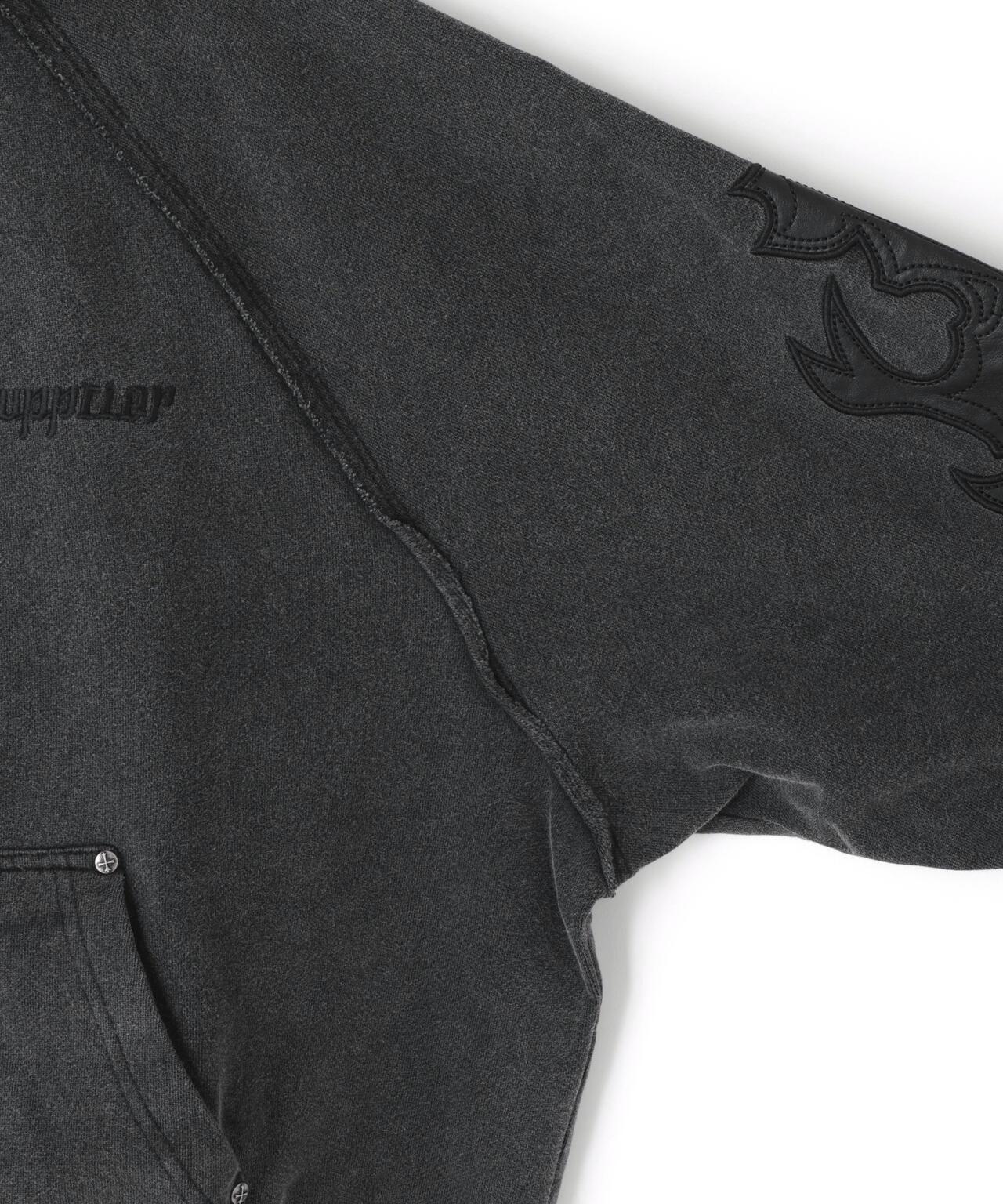 LEATHER PATCH 拉鍊連帽衛衣