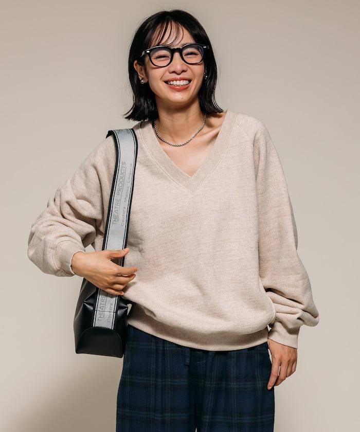 加絨混色V領衛衣套頭衫