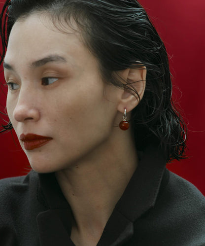 SMELLY so’紅玉髓球形耳釘