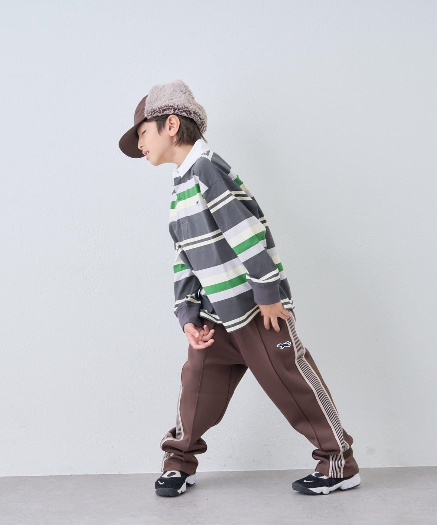 【KIDS】【FOX×TYPY】彈力針織拼接運動長褲