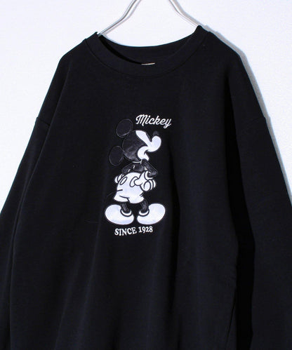 【米奇】UNISEX 貼布繡&植絨&橫向刺繡 加絨衛衣