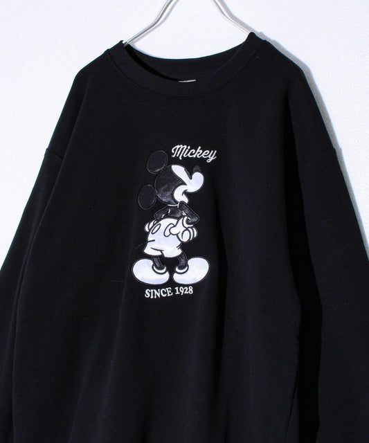 【米奇】UNISEX 貼布繡&植絨&橫向刺繡 加絨衛衣