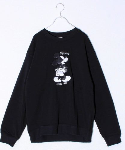 【米奇】UNISEX 貼布繡&植絨&橫向刺繡 加絨衛衣