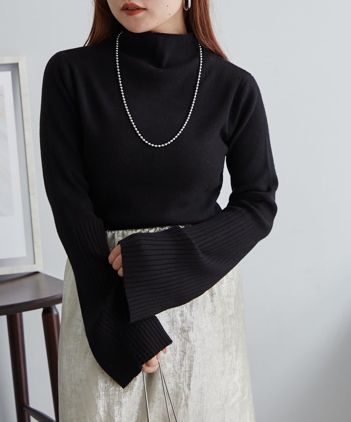 【RMAF】喇叭袖高領針織衫