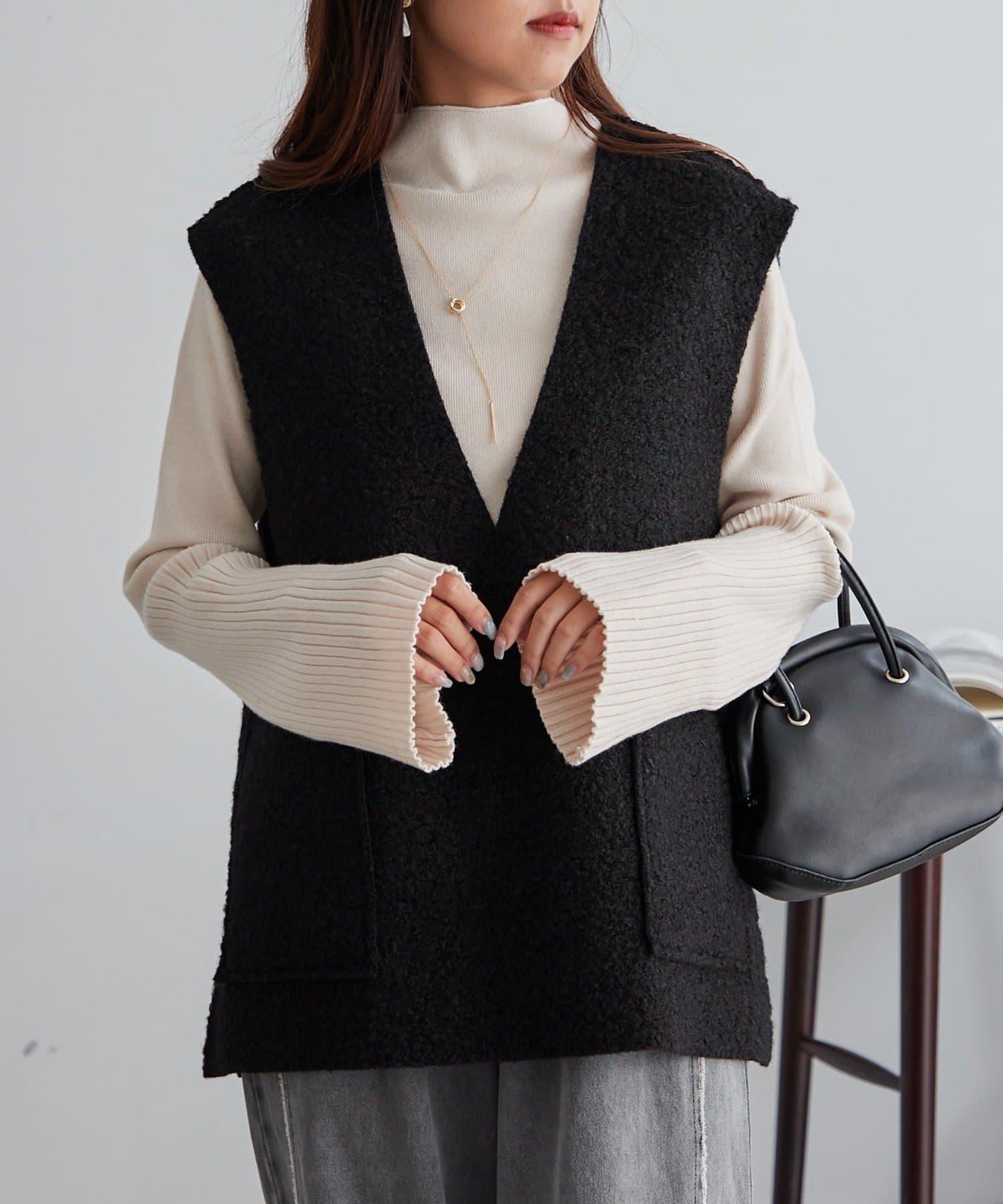 【RMAF】喇叭袖高領針織衫