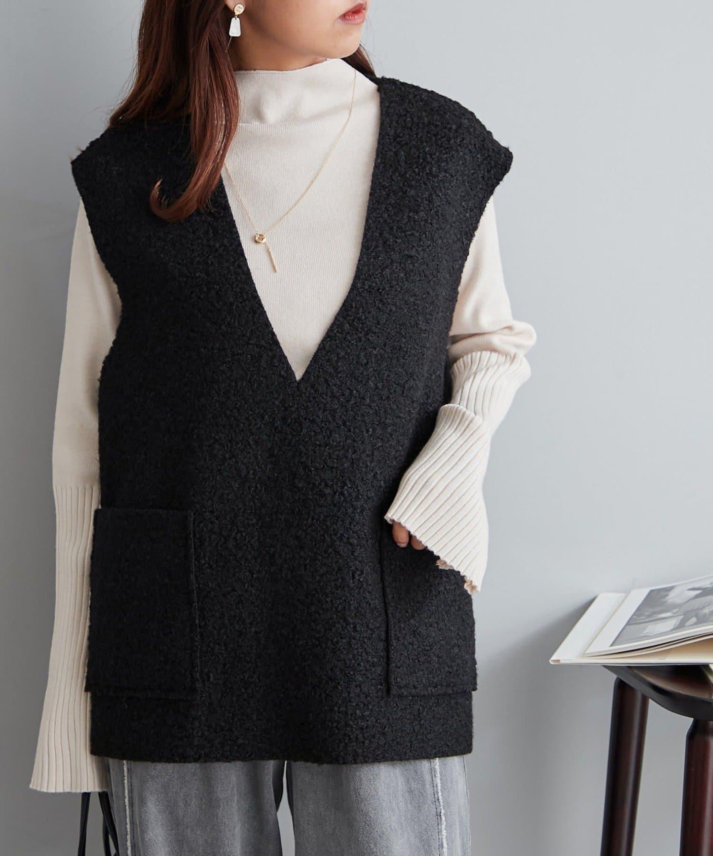 【RMAF】喇叭袖高領針織衫