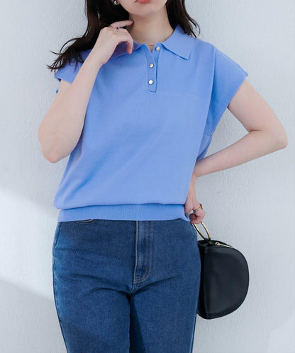 【natural couture】帶領配色條紋針織衫