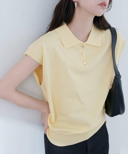 【natural couture】帶領配色條紋針織衫