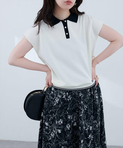 【natural couture】帶領配色條紋針織衫