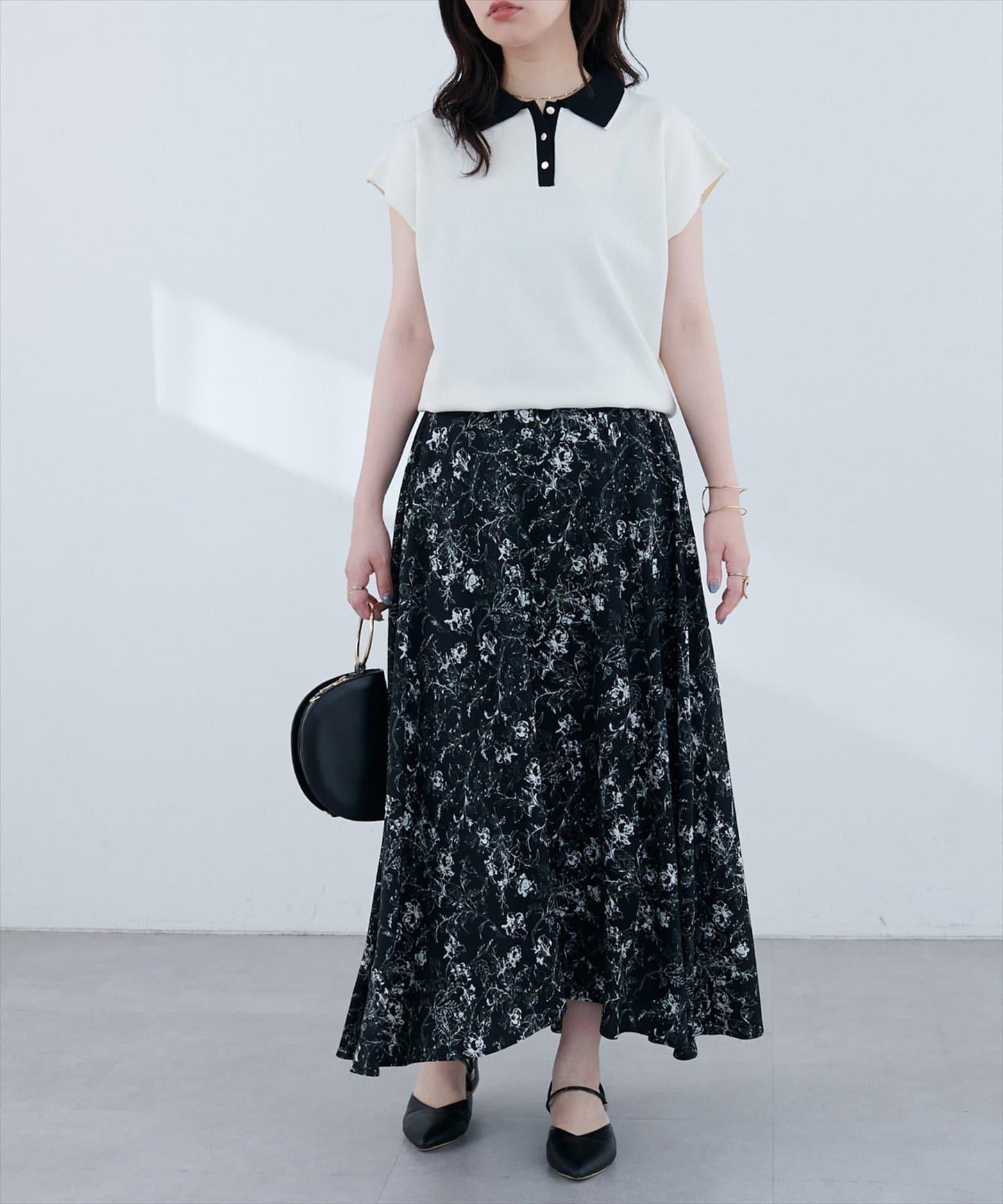 【natural couture】帶領配色條紋針織衫