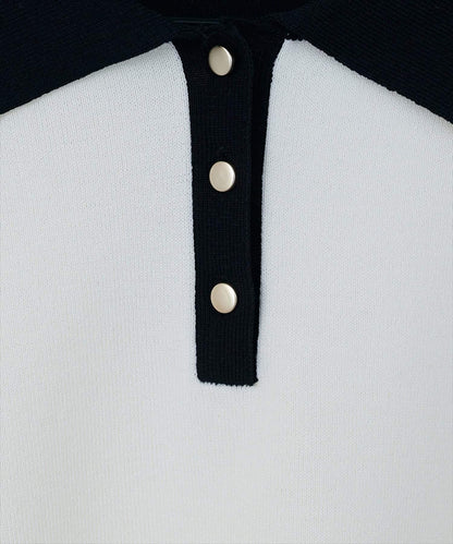 【natural couture】帶領配色條紋針織衫