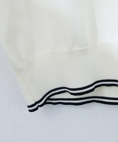 【natural couture】帶領配色條紋針織衫