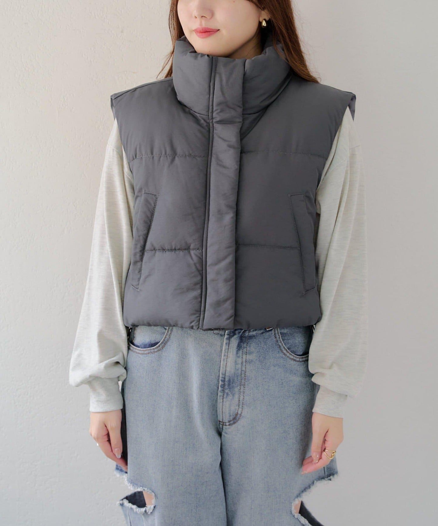 平價系列♡【RMAF】下襬抽繩加棉馬甲