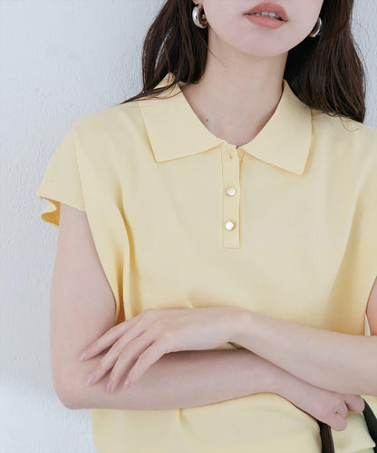 【natural couture】帶領配色條紋針織衫