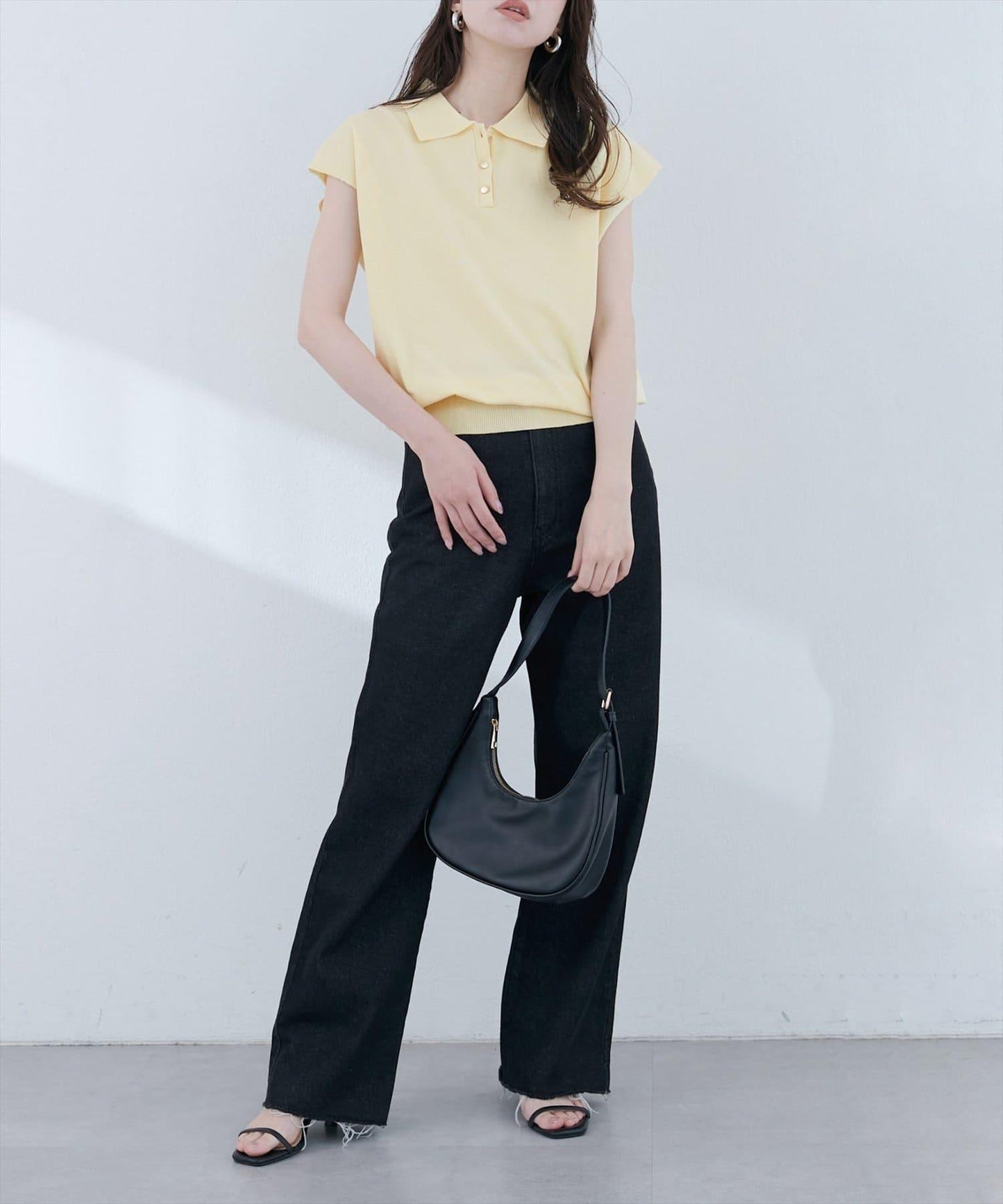 【natural couture】帶領配色條紋針織衫