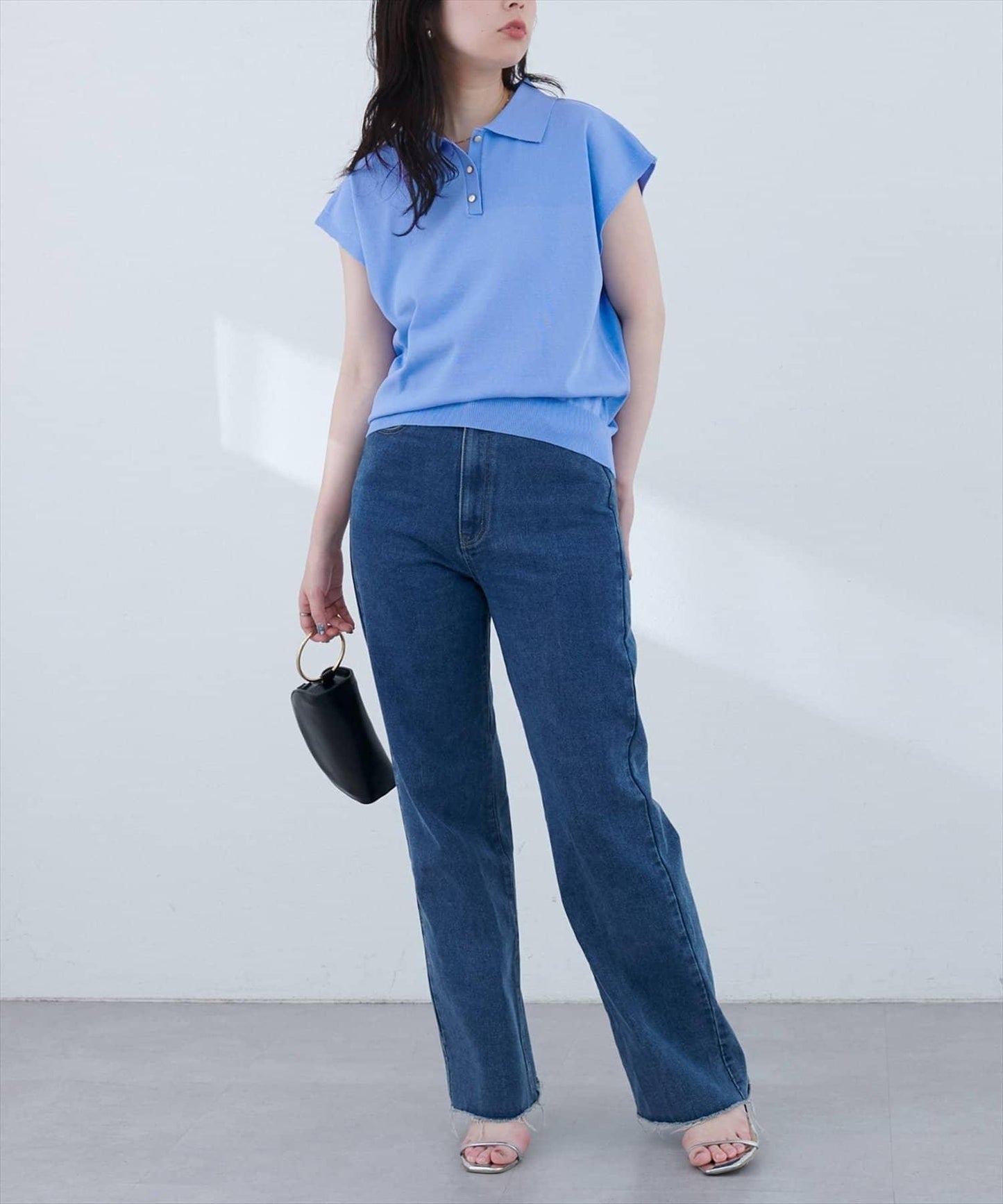 【natural couture】帶領配色條紋針織衫