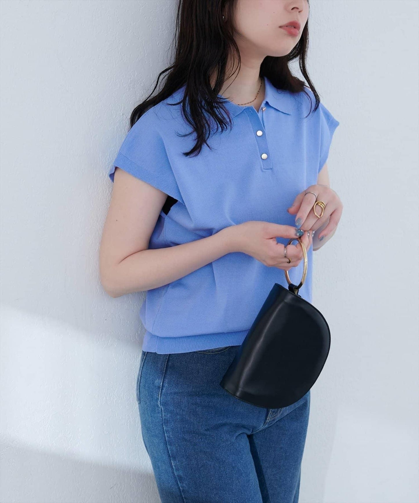 【natural couture】帶領配色條紋針織衫