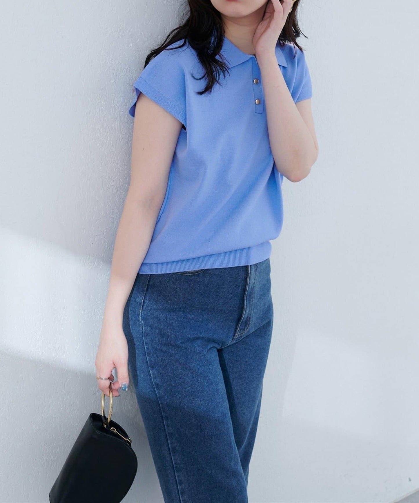 【natural couture】帶領配色條紋針織衫