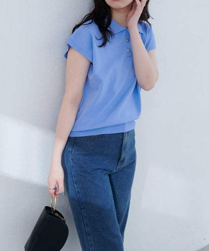 【natural couture】帶領配色條紋針織衫