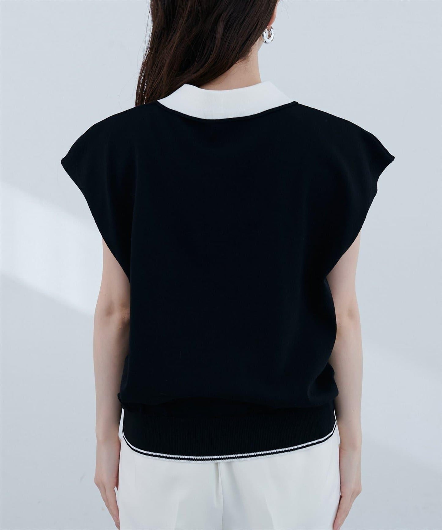 【natural couture】帶領配色條紋針織衫