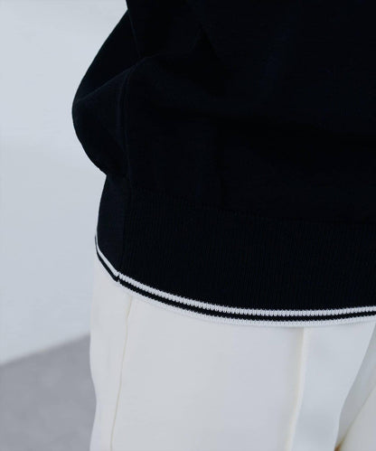 【natural couture】帶領配色條紋針織衫