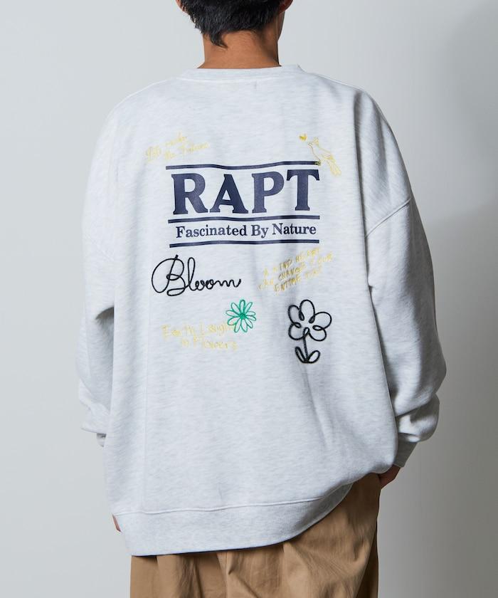 寬鬆版型 繩繡設計 背部印花 圓領衛衣 / Rapt