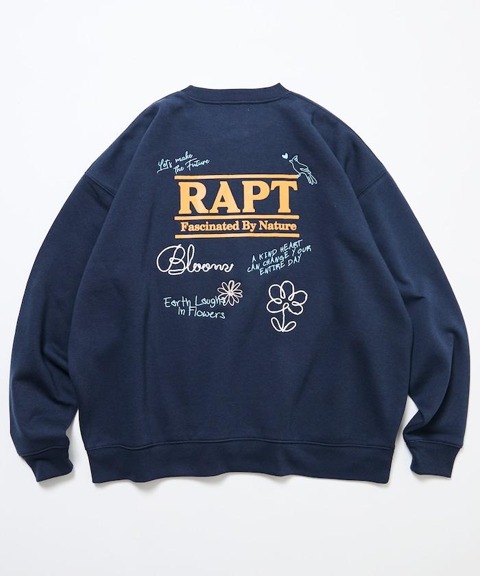 寬鬆版型 繩繡設計 背部印花 圓領衛衣 / Rapt