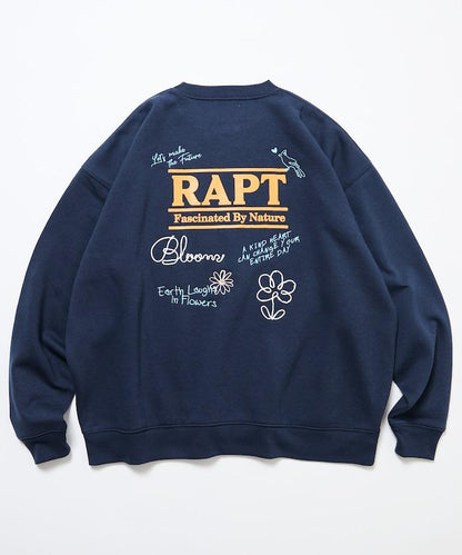 寬鬆版型 繩繡設計 背部印花 圓領衛衣 / Rapt