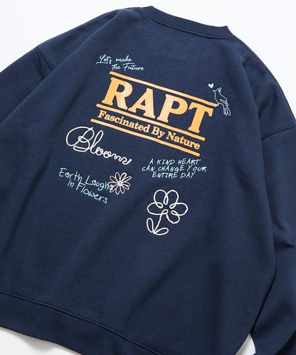 寬鬆版型 繩繡設計 背部印花 圓領衛衣 / Rapt