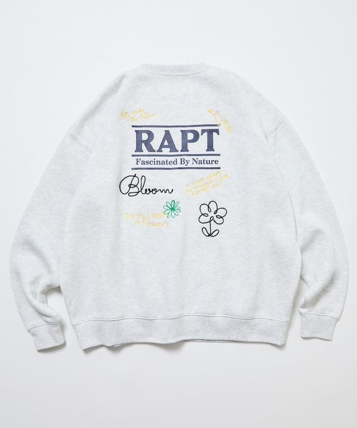寬鬆版型 繩繡設計 背部印花 圓領衛衣 / Rapt