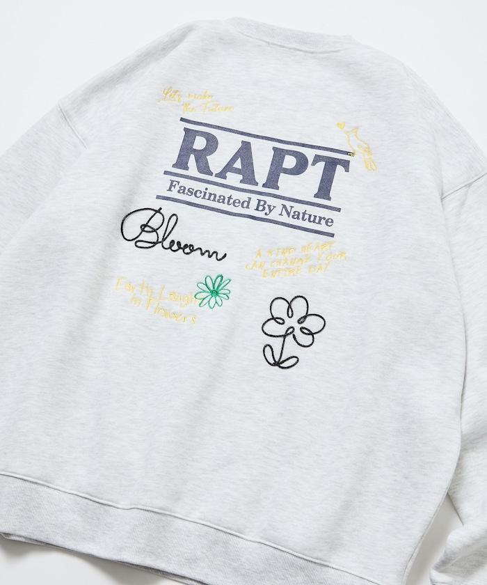 寬鬆版型 繩繡設計 背部印花 圓領衛衣 / Rapt