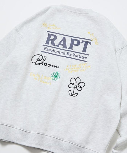 寬鬆版型 繩繡設計 背部印花 圓領衛衣 / Rapt