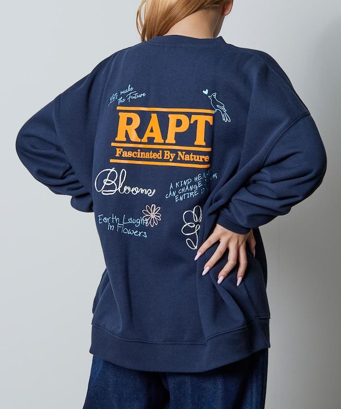 寬鬆版型 繩繡設計 背部印花 圓領衛衣 / Rapt