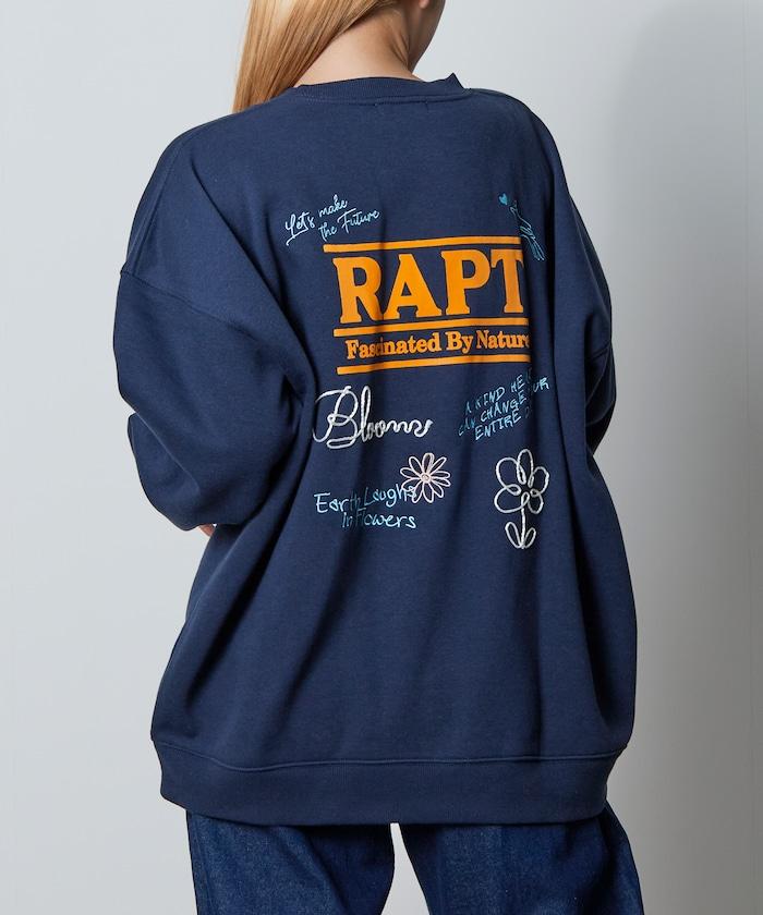 寬鬆版型 繩繡設計 背部印花 圓領衛衣 / Rapt