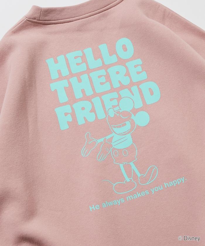 DISNEY 《迪士尼》 米老鼠/特別款 寬鬆版型 背部印花 圓領衛衣/HELLO