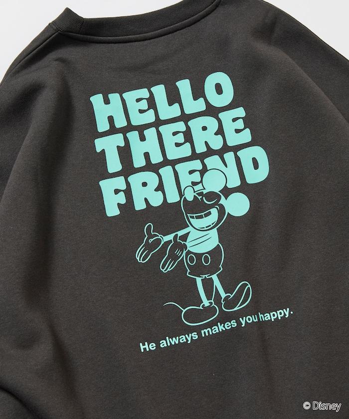 DISNEY 《迪士尼》 米老鼠/特別款 寬鬆版型 背部印花 圓領衛衣/HELLO