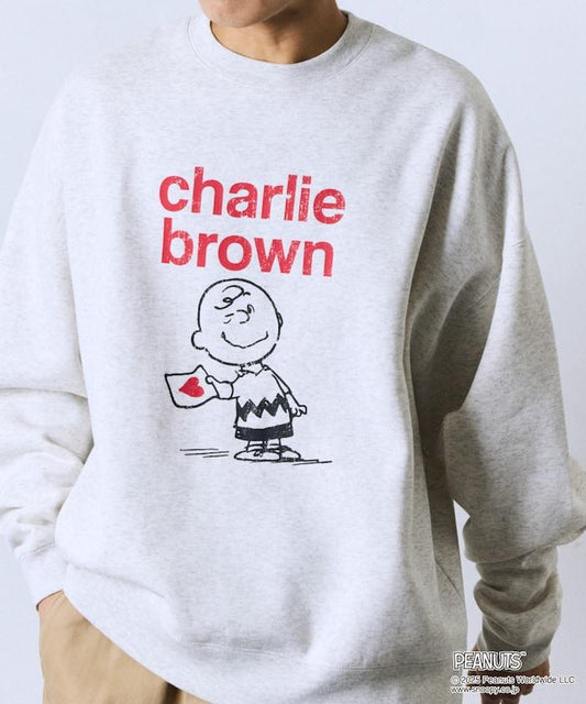 《PEANUTS》/《PEANUTS》特別款 前印花 圓領衛衣/查理·布朗 【限量】