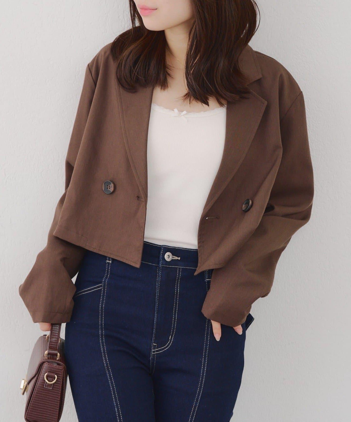 【SETUP適用】短款雙排扣西裝夾克