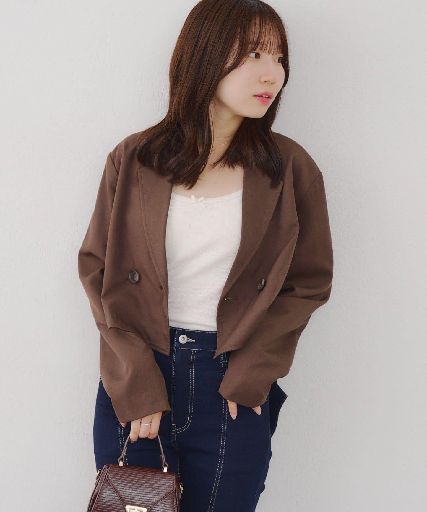 【SETUP適用】短款雙排扣西裝夾克