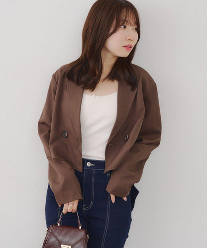 【SETUP適用】短款雙排扣西裝夾克