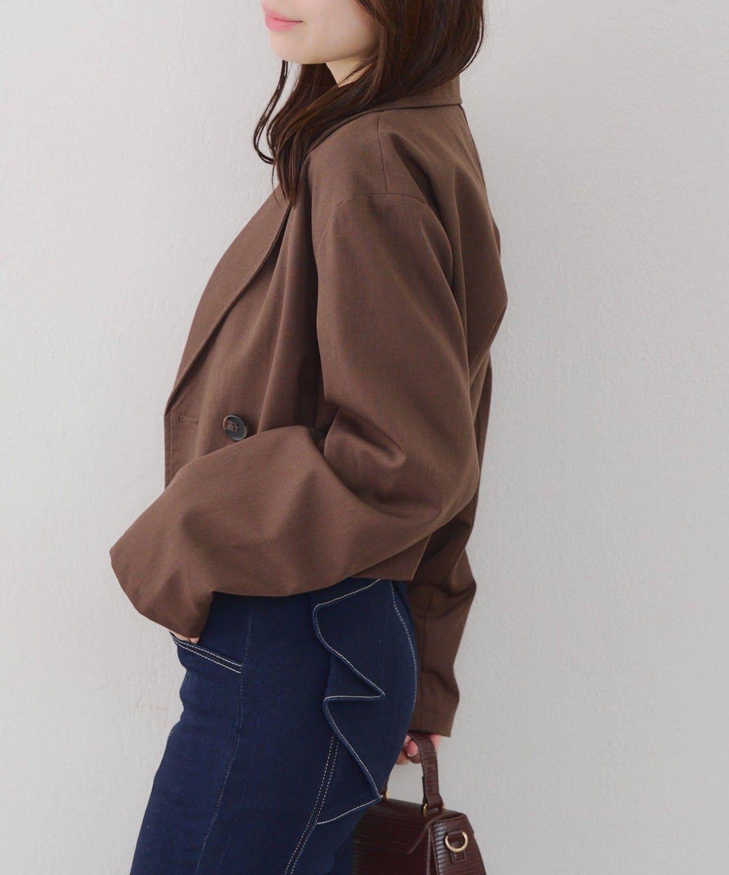 【SETUP適用】短款雙排扣西裝夾克