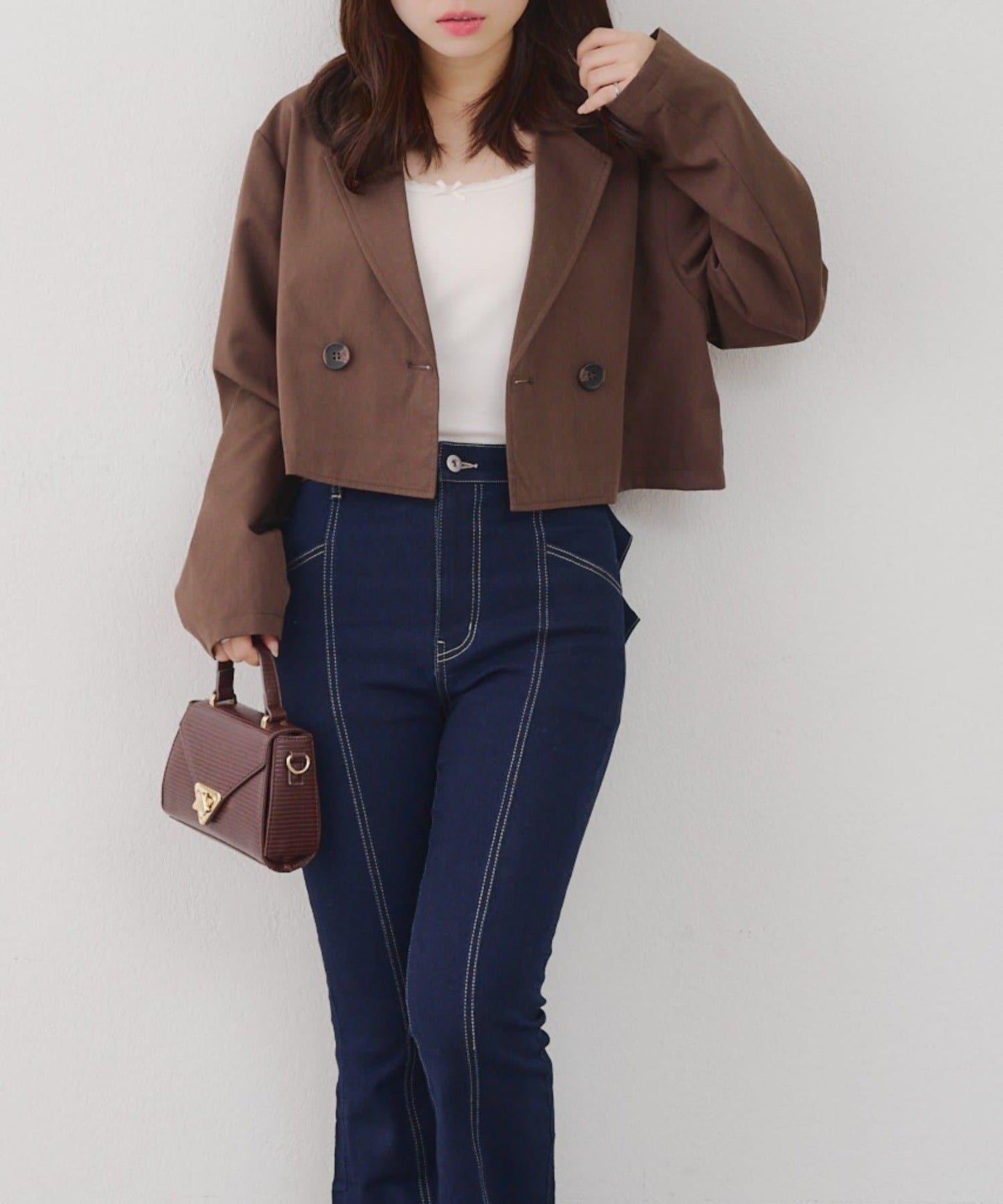 【SETUP適用】短款雙排扣西裝夾克