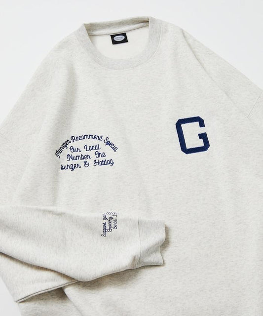 寬鬆版棒球服設計圓領衛衣 / 背部印花