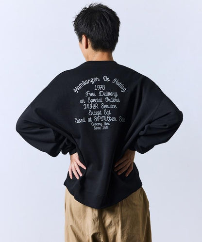 寬鬆版棒球服設計圓領衛衣 / 背部印花