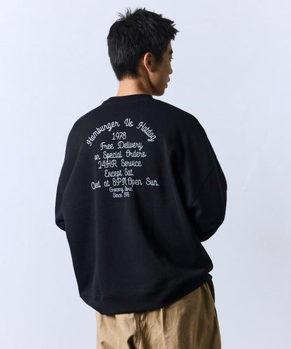 寬鬆版棒球服設計圓領衛衣 / 背部印花