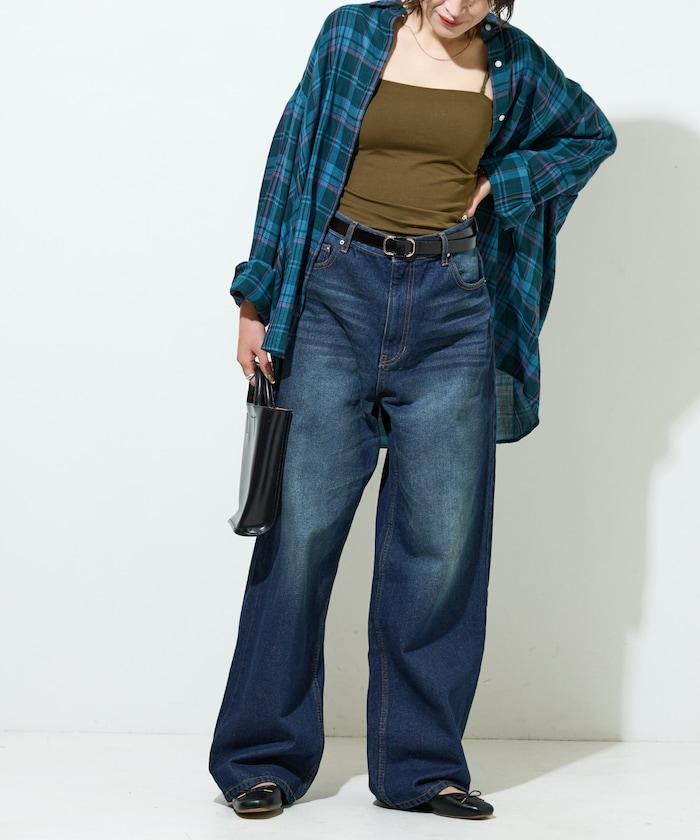 直筒寬鬆牛仔褲