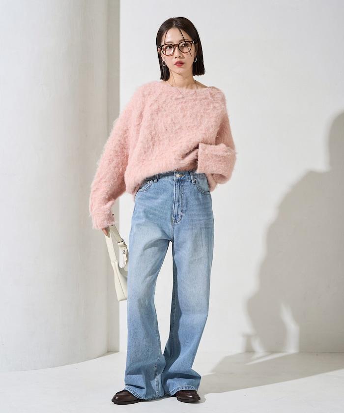 直筒寬鬆牛仔褲