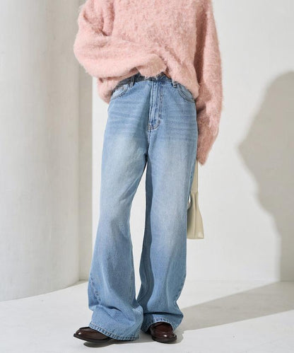 直筒寬鬆牛仔褲